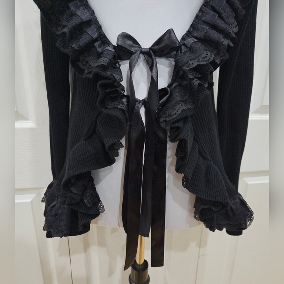 Dolls Killl Widow Celestial Darkness Knit Top Cardigan Sweater Black Lace XXL - Picture 4 of 9